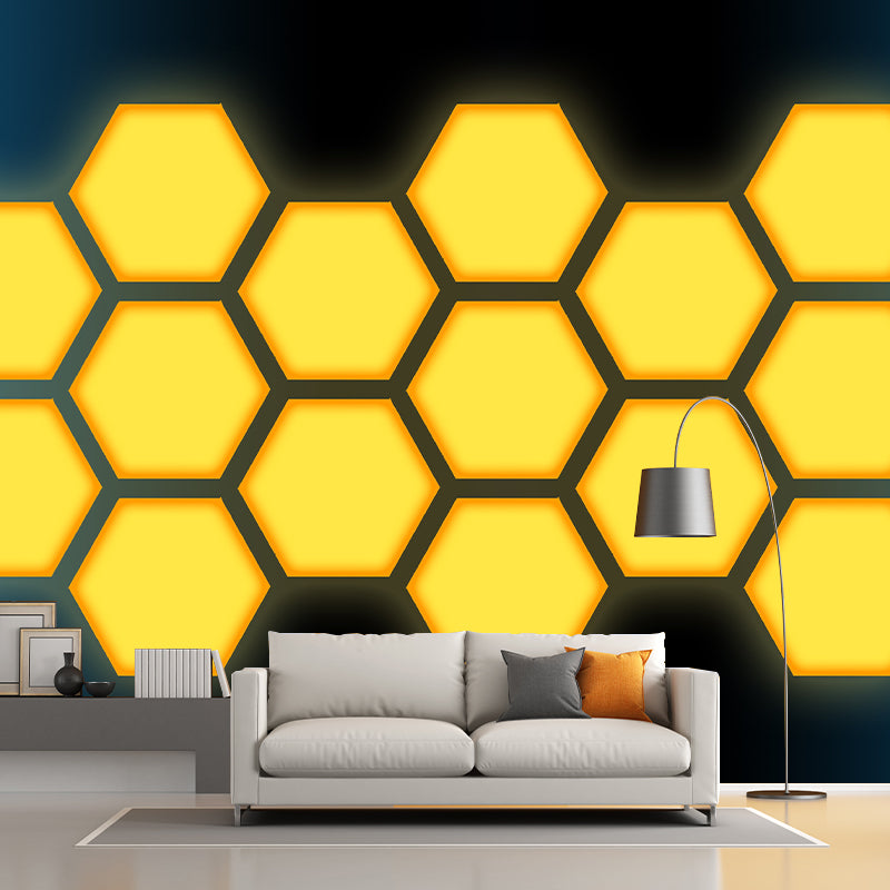 Hexagons Geometry Contemporary Mural Wallpaper for Home Decoration, Waterproofing