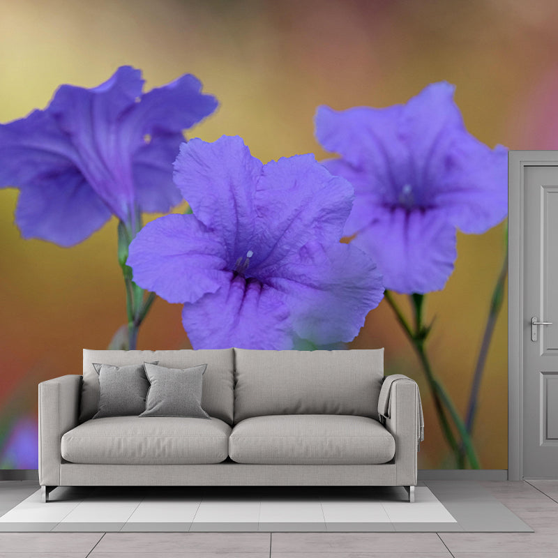 Contemporary Blooming Petunia Mural Wallpaper Environmental for Bedroom