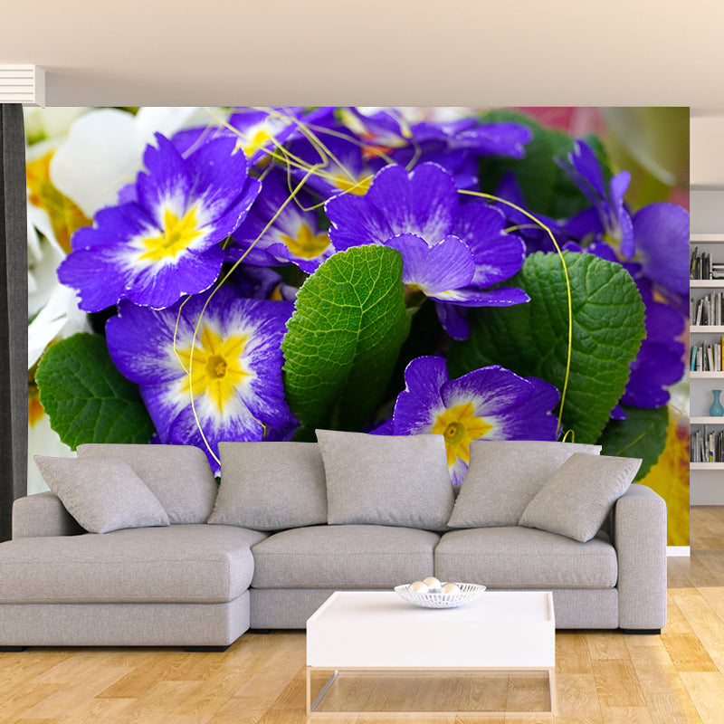 Contemporary Blooming Primrose Mural Wallpaper Environmental for Bedroom