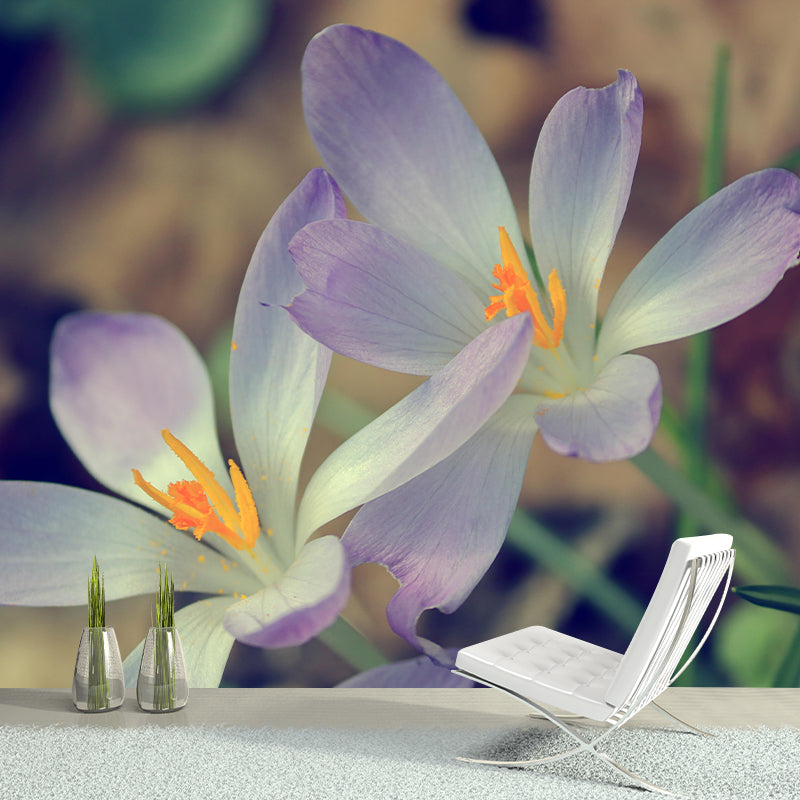 Blooming Saffron Mural Wallpaper Environmental Contemporary for Bedroom