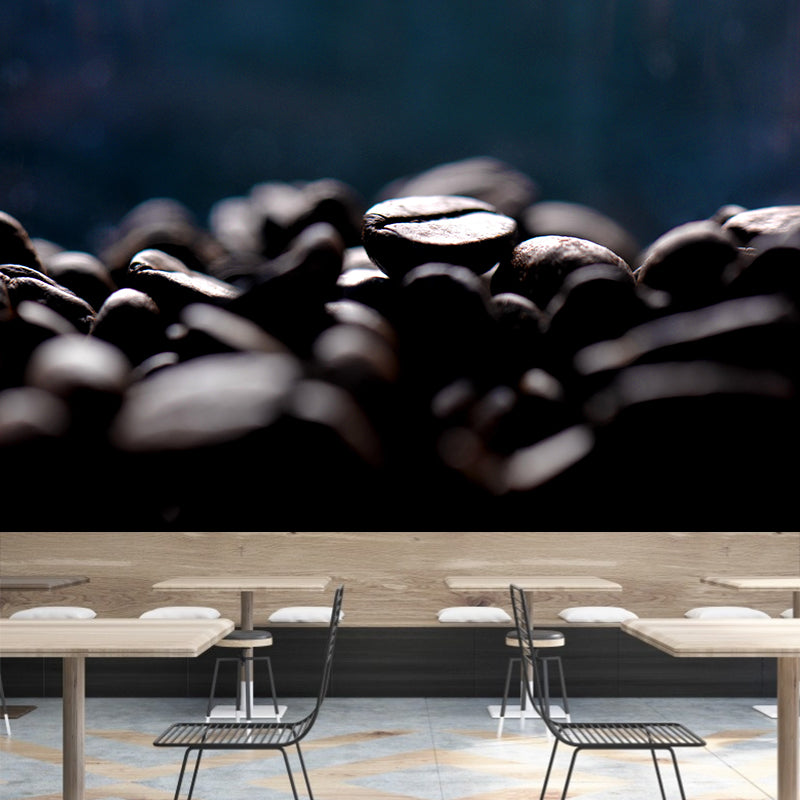 Horizontal Photography Coffee Beans Mural Wallpaper Mildew Resistant for Coffee Shop
