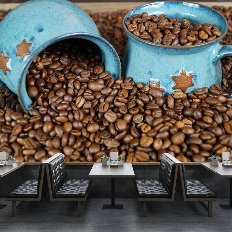 Commercial Use Coffee Beans Mural Wallpaper Eco-friendly for Coffee Shop