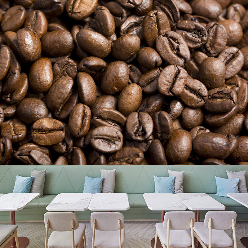 Horizontal Photography Coffee Beans Mural Mildew Resistant for Coffee Shop