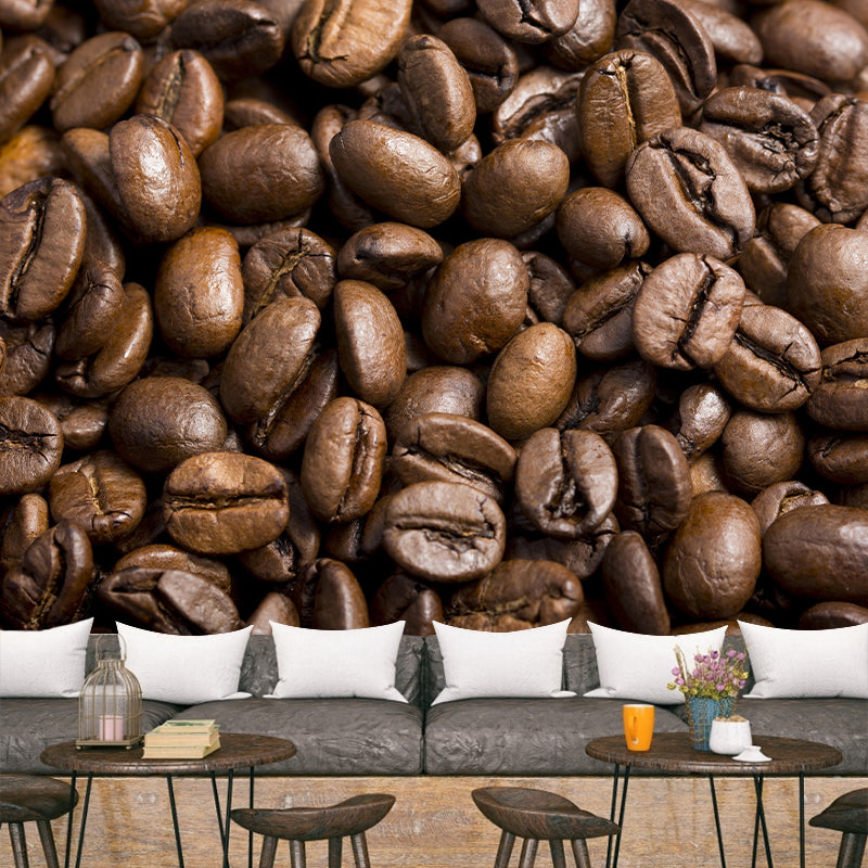 Horizontal Photography Coffee Beans Mural Mildew Resistant for Coffee Shop