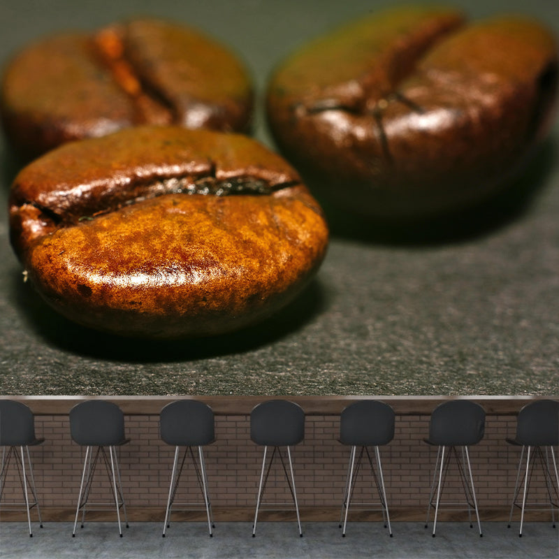 Coffee Beans Mural Photography Mildew Resistant Wall Covering for Coffee Shop