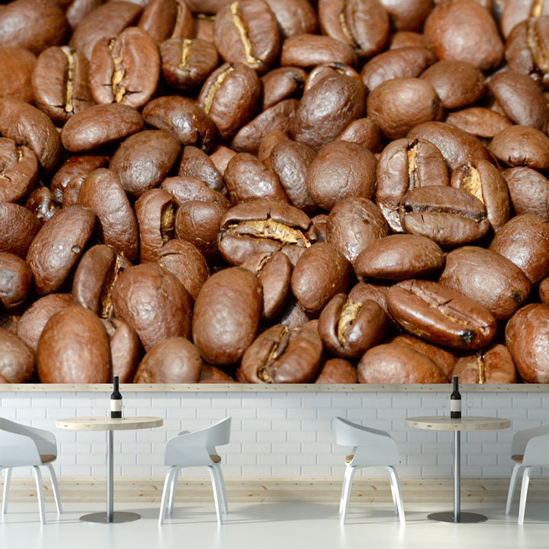 Coffee Beans Mural Eco-friendly Wallpaper Commercial Use Coffee Shop Decoration