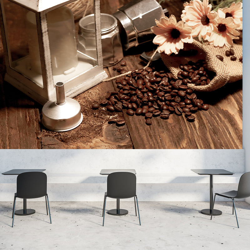 Coffee Beans Mural Eco-friendly Wallpaper Commercial Use Coffee Shop Decoration