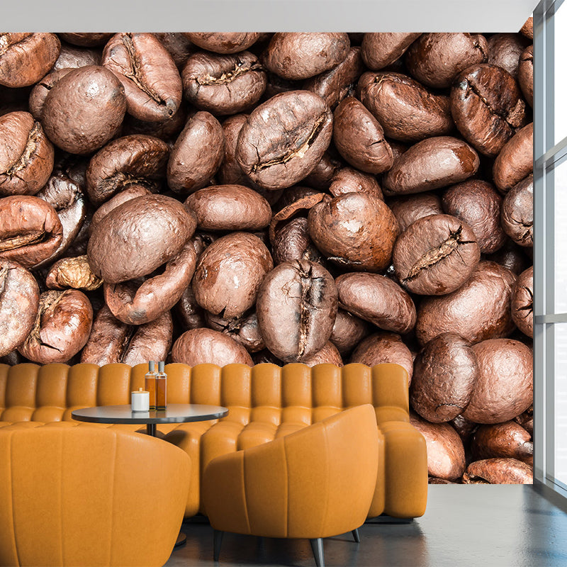 Mural de granos de café Color suave resistente al moho contemporáneo para cafetería