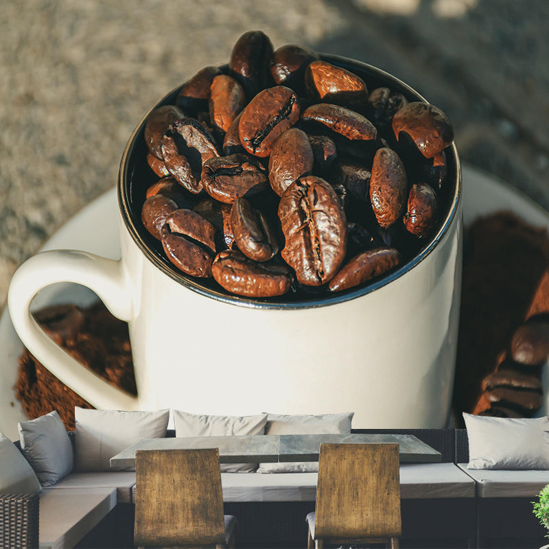 Photography Style Coffee Beans Mural Wallpaper Mildew Resistant for Coffee Shop