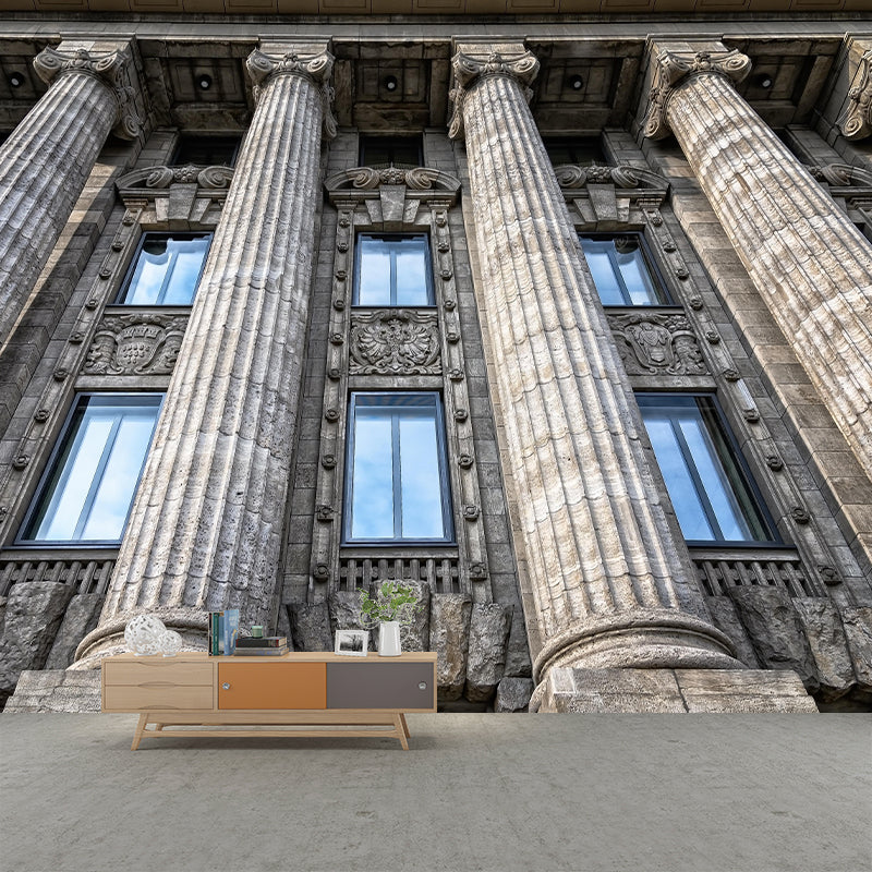 City Construction Mural Wallpaper Mildew Resistant Wall Covering for Bedroom