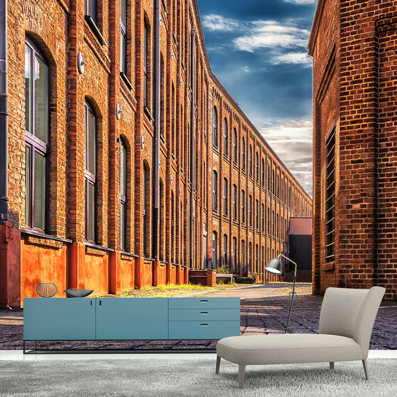 Construction Mural Wallpaper Mildew Resistant Modern Style Living Room Decoration