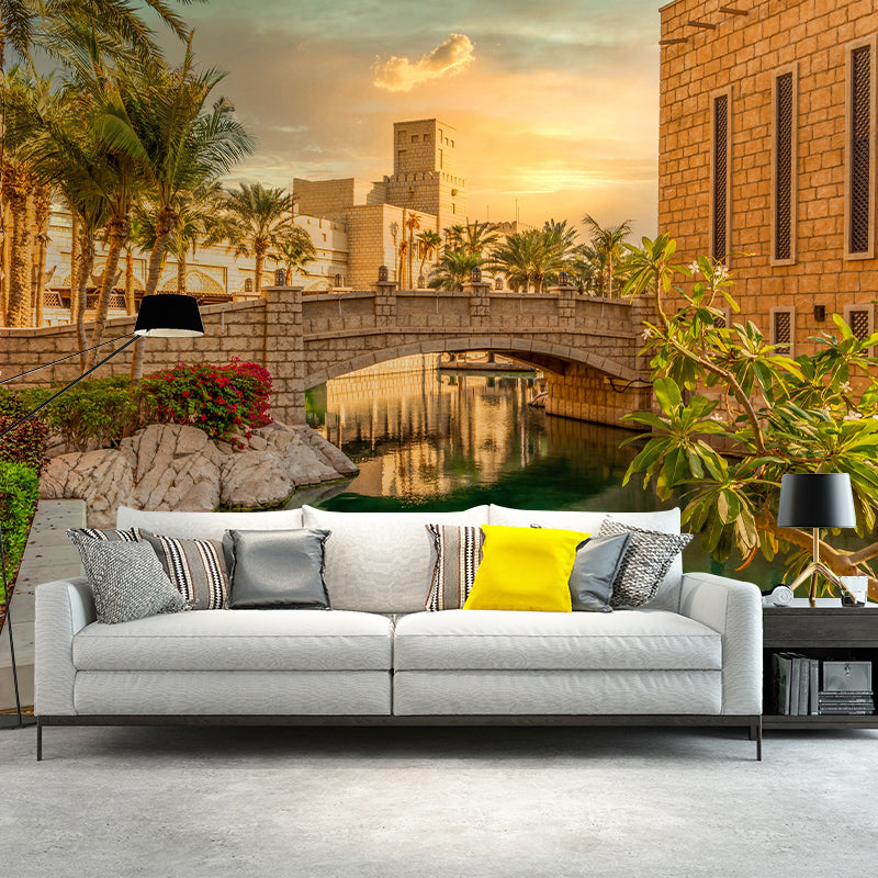 Construction Mural Wallpaper Mildew Resistant Modern Style Living Room Decoration