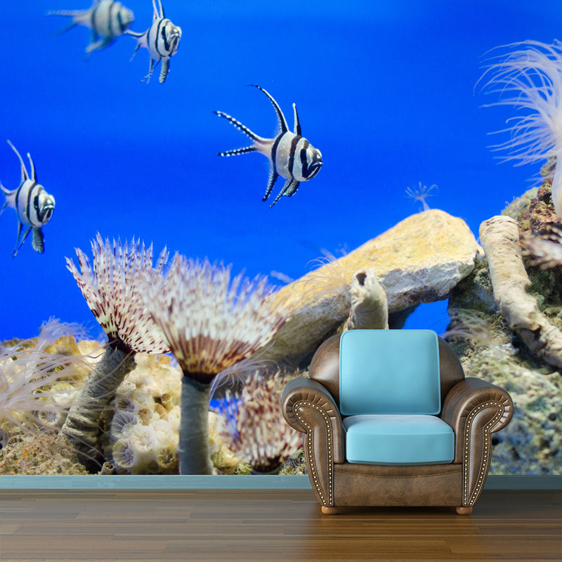 Tropical Beach Style Seabed Mural Mildew Resistant Wallpaper for Sleeping Room