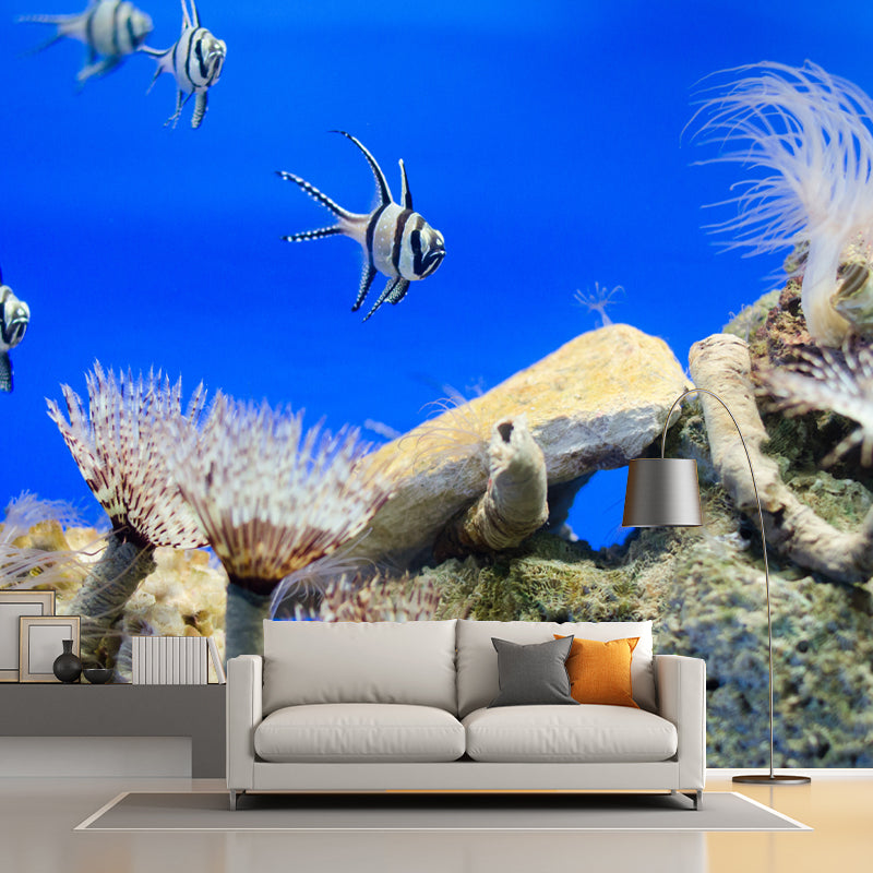 Tropical Beach Style Seabed Mural Mildew Resistant Wallpaper for Sleeping Room