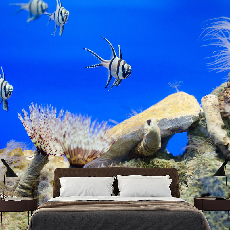 Tropical Beach Style Seabed Mural Mildew Resistant Wallpaper for Sleeping Room