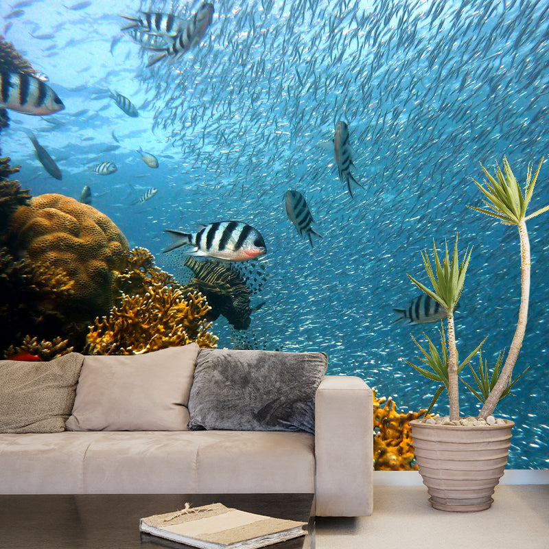 Tropical Seabed Mural Stain Resistant Wall Art for Dining Room Kitchen