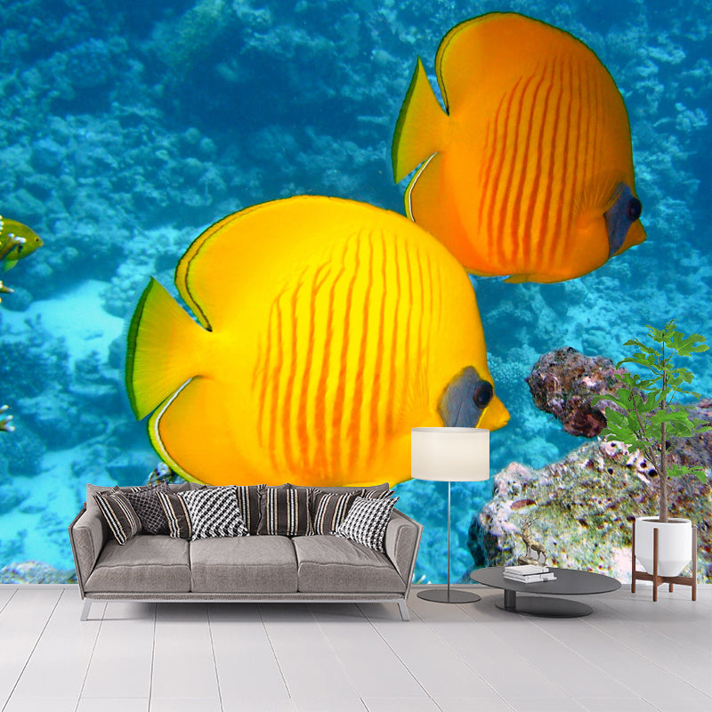 Tropical Seabed Mural Stain Resistant Wall Art for Dining Room Kitchen