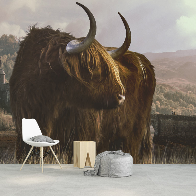 Highland Cow Removable Wall Mural for Sitting Room Bedroom, Made to Measure