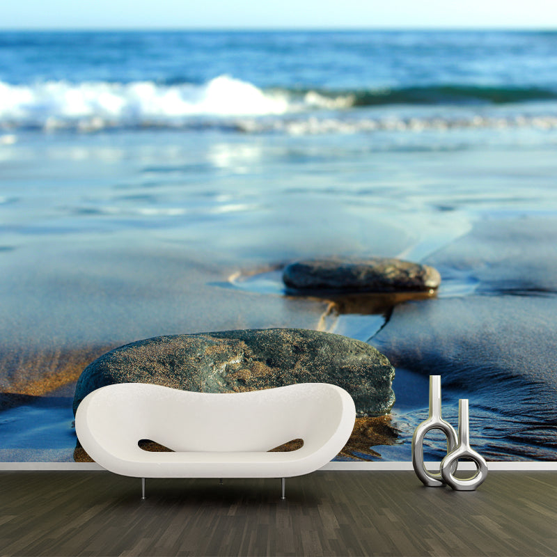 Blue and White Sea Mural for Living Room Bedroom Decoration, Made to Measure