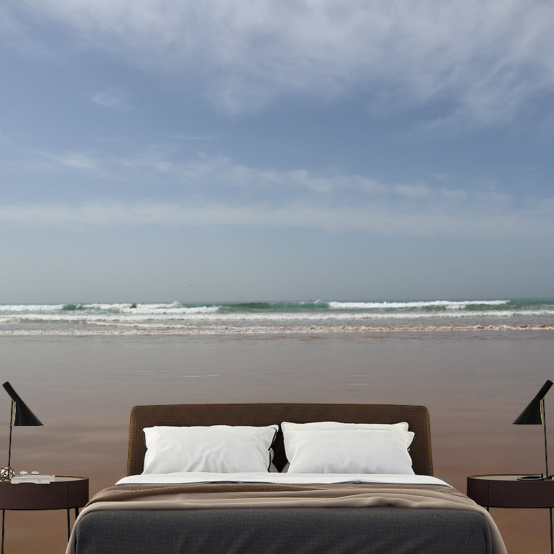 Blue and White Sea Mural for Living Room Bedroom Decoration, Made to Measure