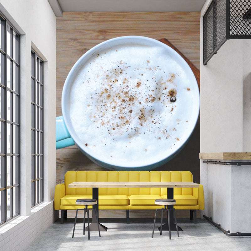 Contemporary Coffee Mural Wallpaper Mildew Resistant Commerce Shop Decoration