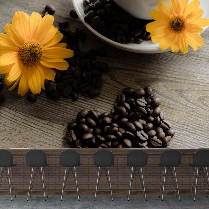 Aromatic Coffee Beans Mural Photography Wall Covering for Coffee Shop, Waterproofing