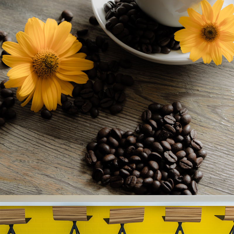 Aromatic Coffee Beans Mural Photography Wall Covering for Coffee Shop, Waterproofing