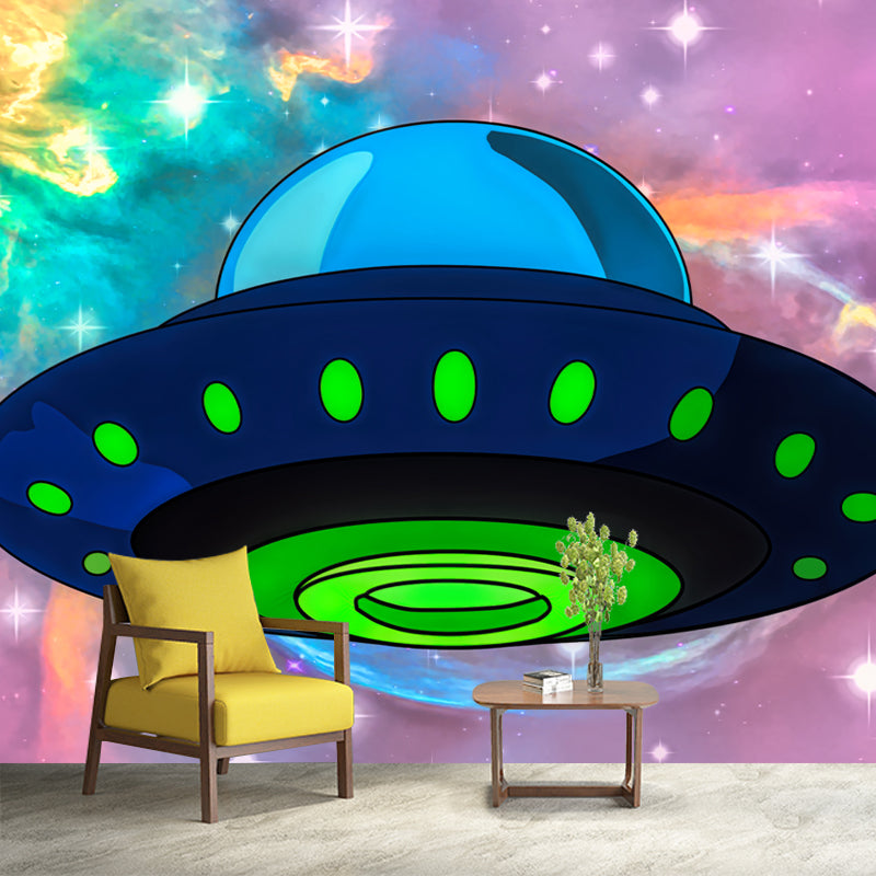 Rocket Ship Wall Mural for Children's Bedroom Moisture Resistant, Custom Size Available