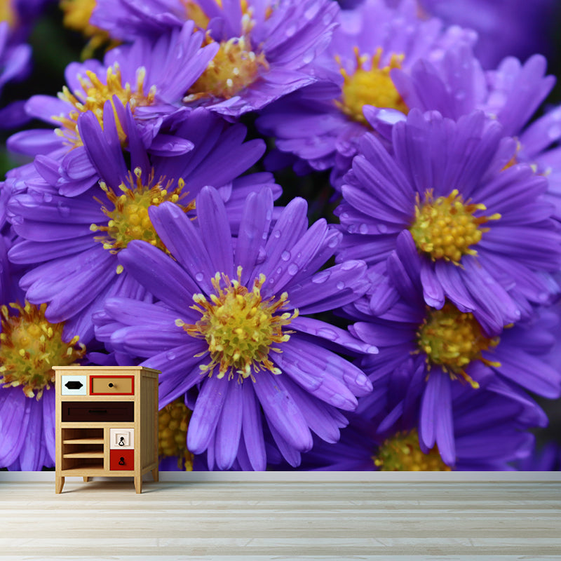 Dahlia Flower Simple Mural for Bedroom Stain Resistant, Made to Measure