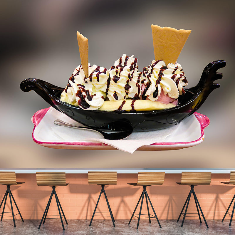 Ice Cream Mural Moisture Resistant Wallpaper Wall Covering for Dessert Shop