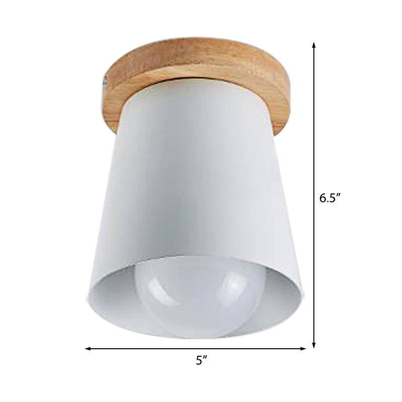 1 Bulb Gray/White/Green Conical Flush Mount Ceiling Light Metal Contemporary Ceiling Mounted Light for Bedroom