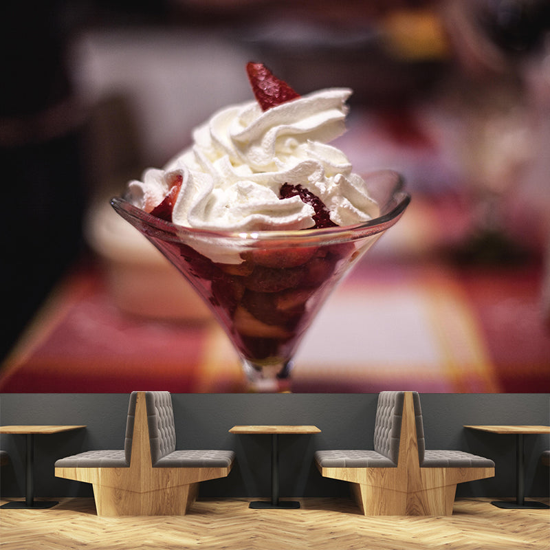 Contemporary Ice Cream Dessert Mural Wall Covering for Dessert Shop