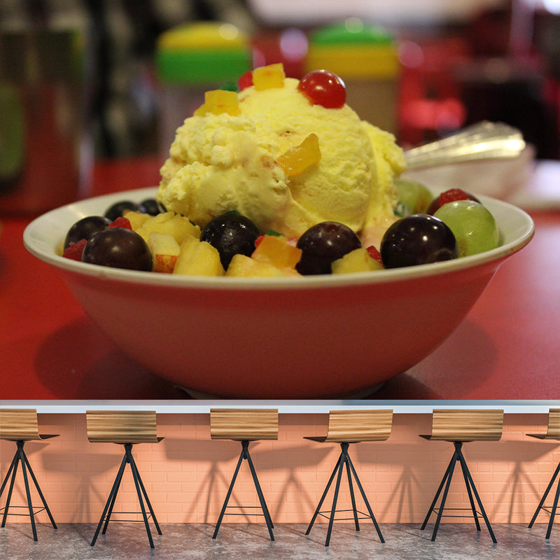 Contemporary Ice Cream Dessert Mural Wall Covering for Dessert Shop