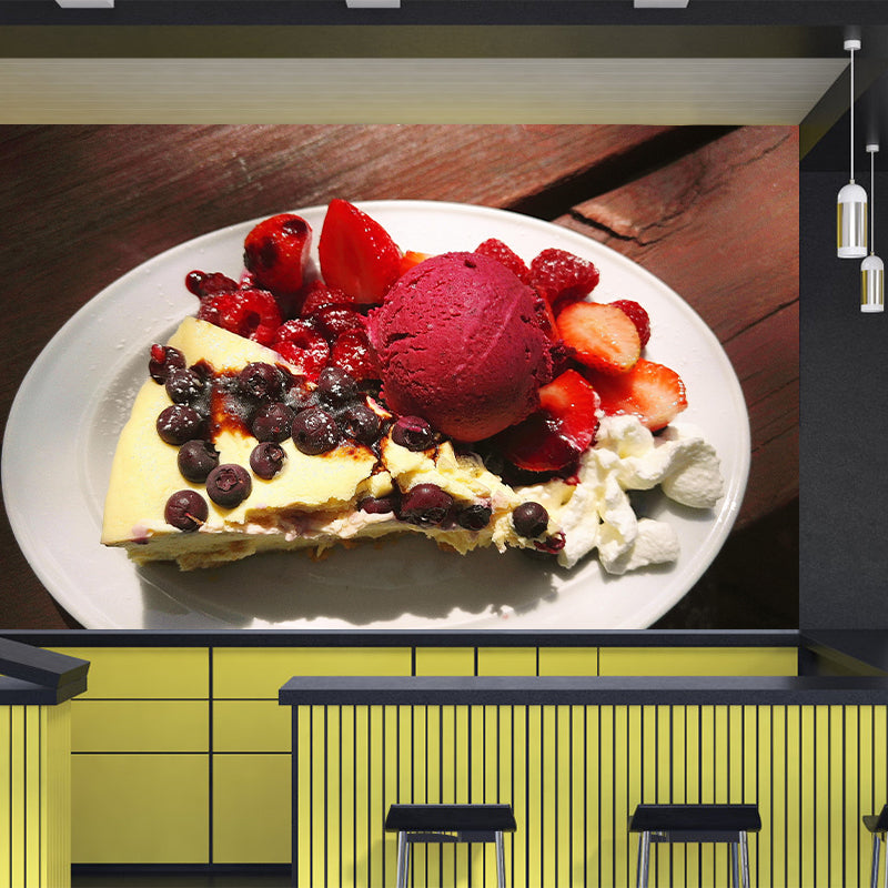 Contemporary Ice Cream Dessert Mural Wall Covering for Dessert Shop