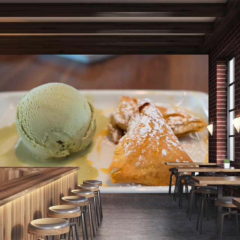 Ice Cream Tasty Dessert Mural Wallpaper Mildew Resistant for Dessert Shop
