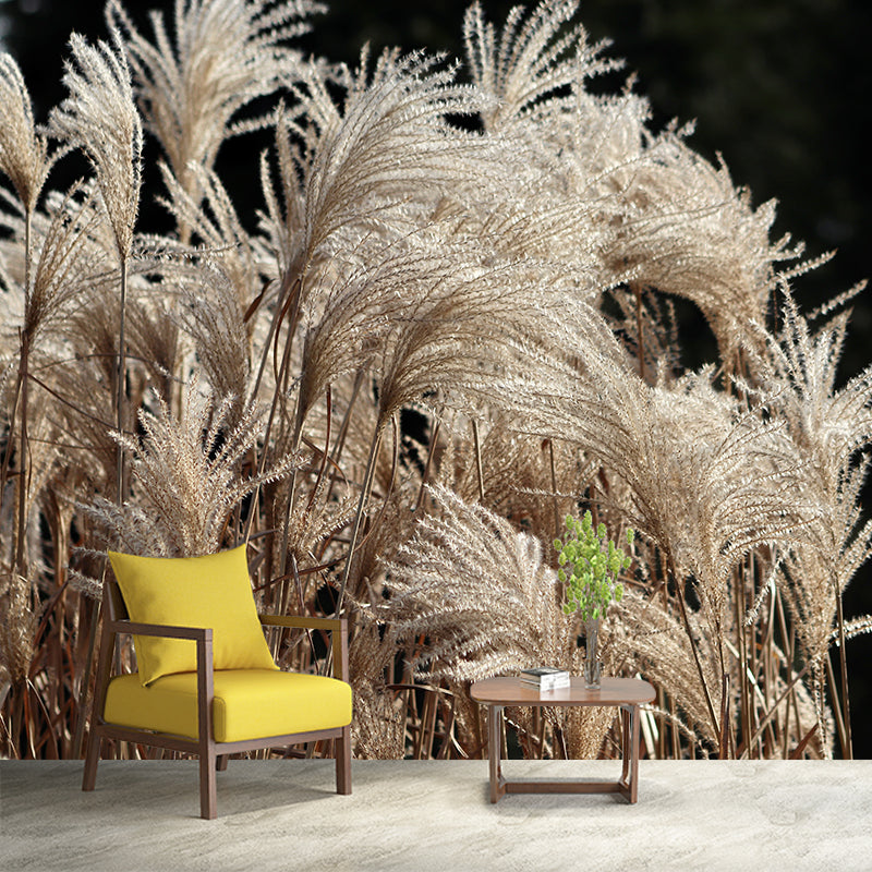 Modern Style Grass Plant Murals Wallpaper for Living Room, Custom Size Available