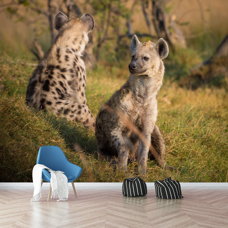 Hyena Mural Wallpaper Living Room Decoration, Personalized Size Available