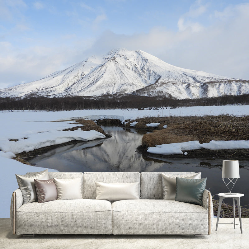 Mountain Landscape Murals Stain-Resistant Wall Covering for Sitting Room