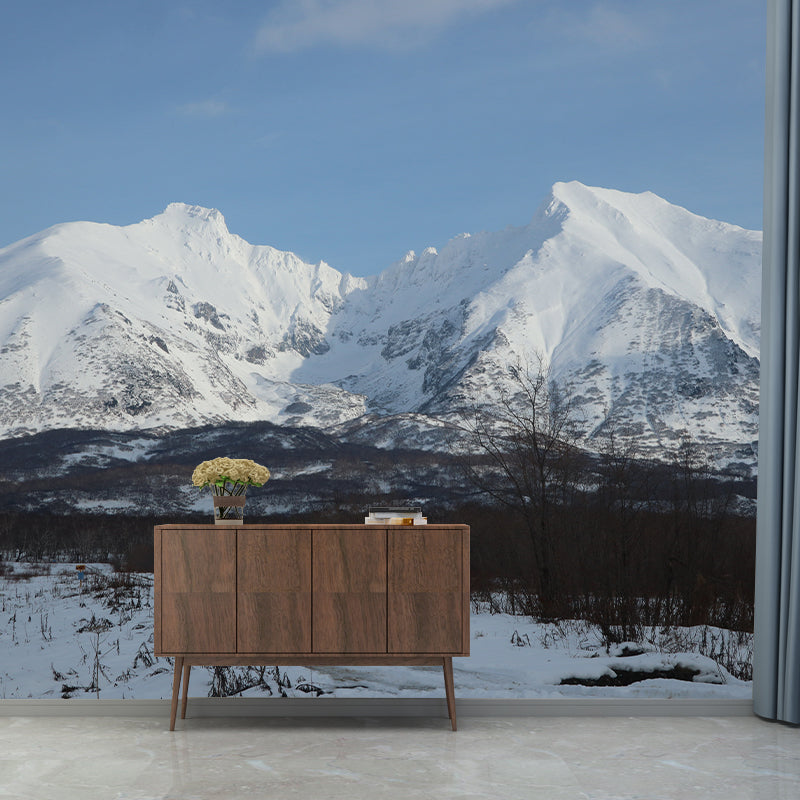 Mountain Landscape Murals Stain-Resistant Wall Covering for Sitting Room