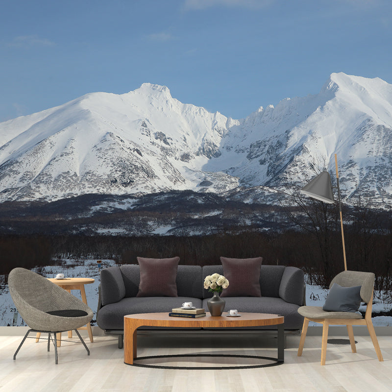 Mountain Landscape Murals Stain-Resistant Wall Covering for Sitting Room