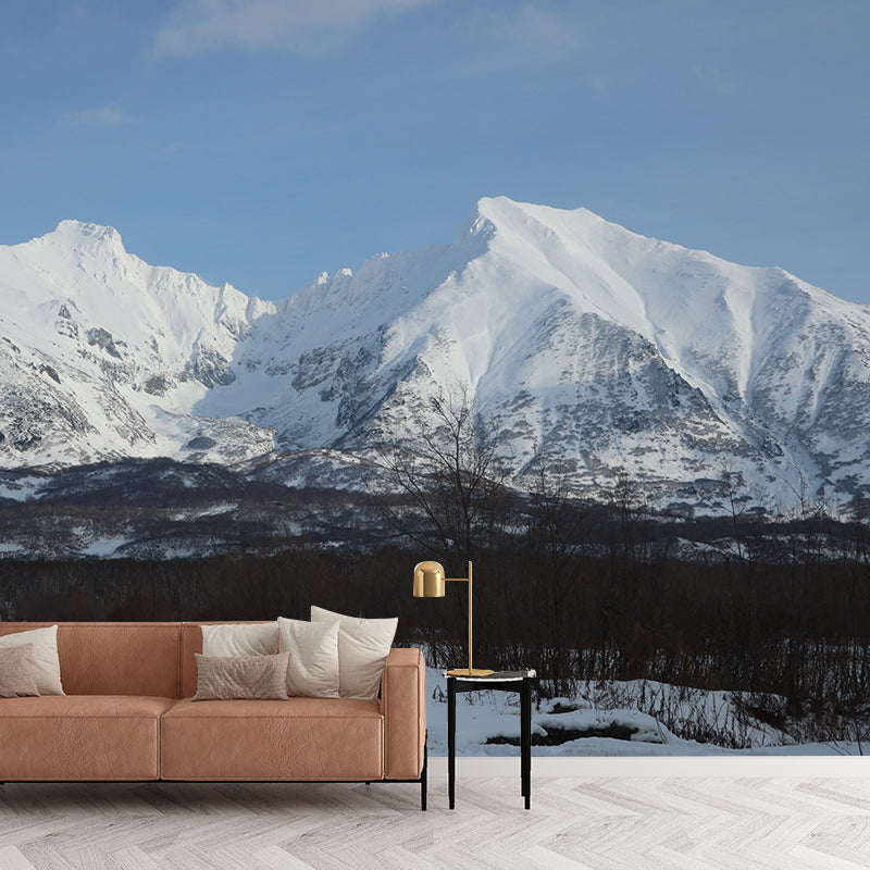 Mountain Landscape Murals Stain-Resistant Wall Covering for Sitting Room