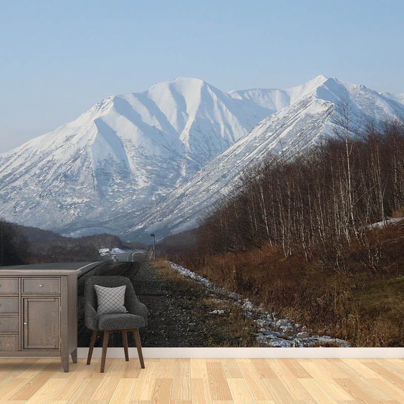 Snow Mountain Scenery Mural Wallpaper for Home Decoration, Moisture Resistant