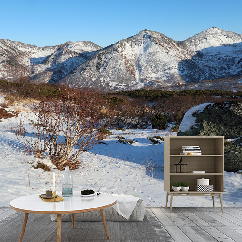 Snow Mountain Scenery Mural Wallpaper for Home Decoration, Moisture Resistant