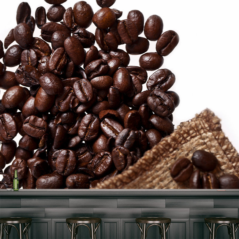 Coffee Beans Mural Wallpaper Moisture Resistant Wall Art for Coffee Shop