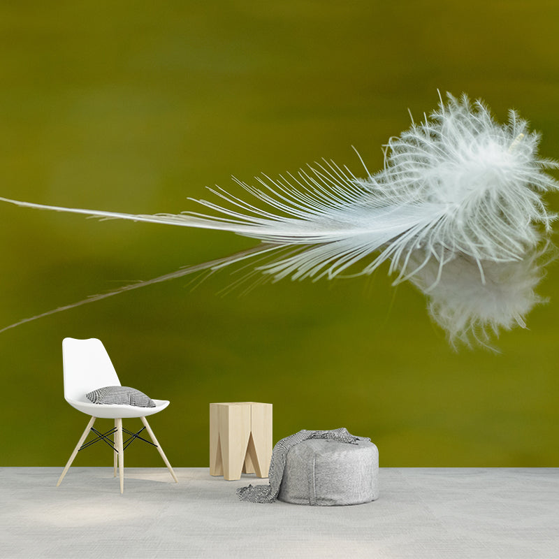 Contemporary Style Feather Wall Mural Home Decor for Sleeping Room, Stain-Resistant