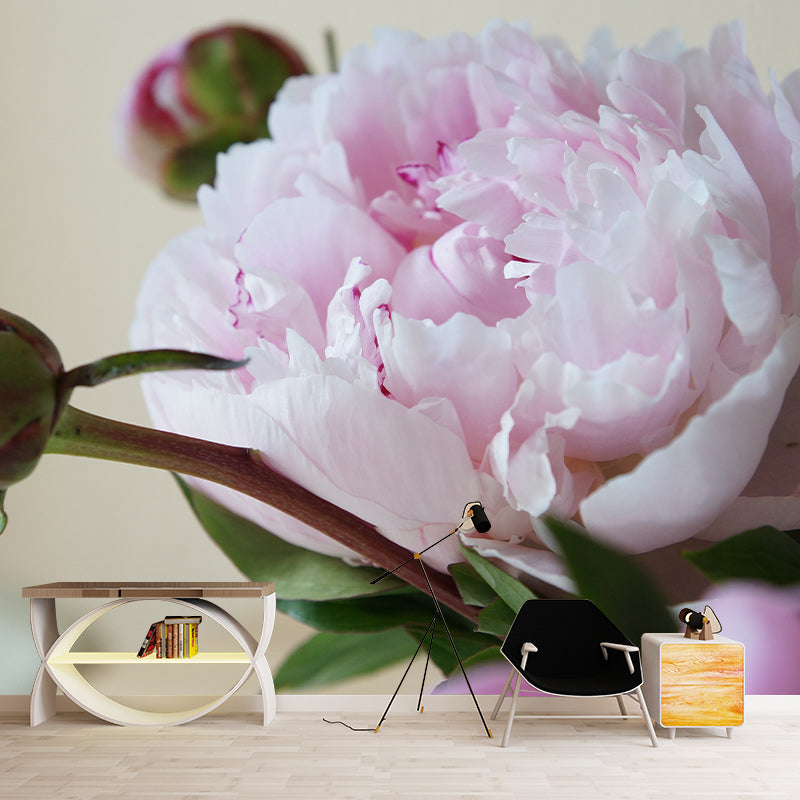 Elegant Peony Flower Mural Environment Friendly Wallpaper for Girl's Bedroom