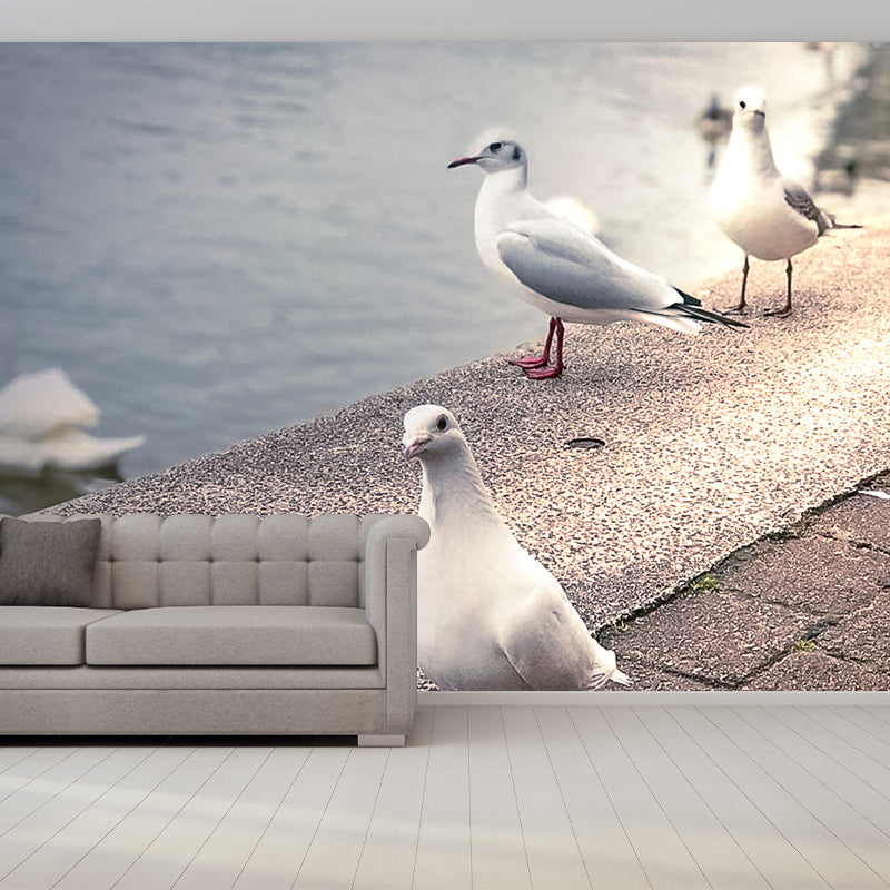 Photography Seagull Mural Wallpaper Environment Friendly for Living Room