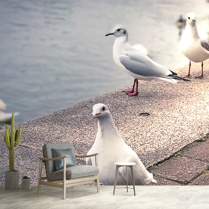 Photography Seagull Mural Wallpaper Environment Friendly for Living Room