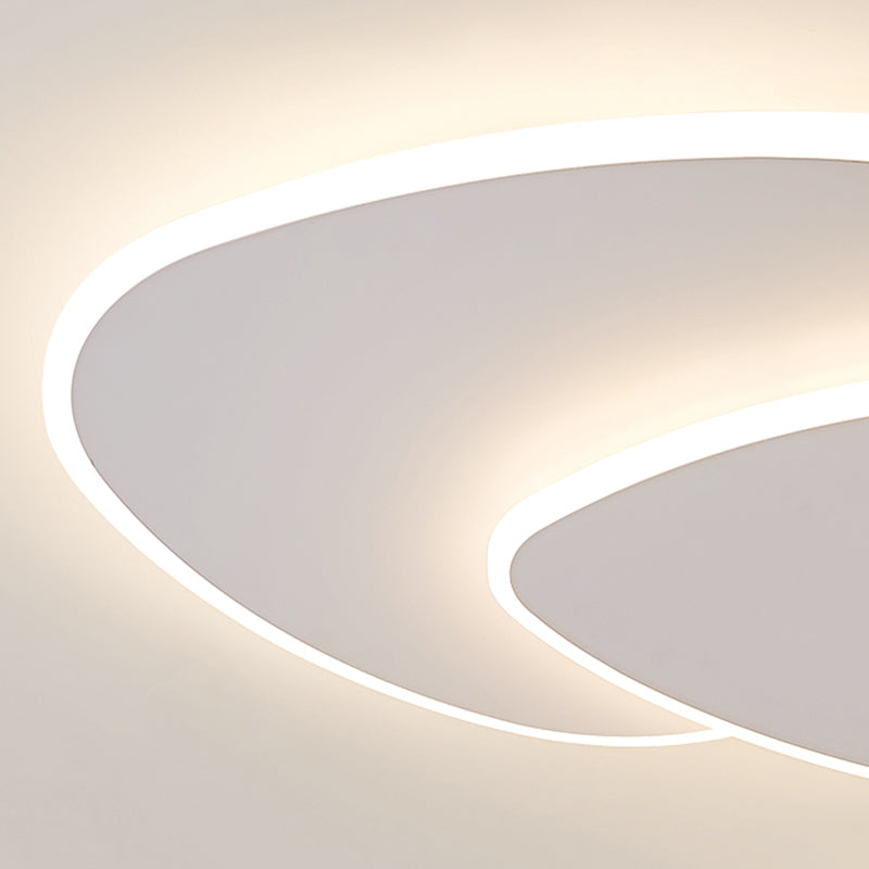 Plafonnier LED en acrylique blanc de style concis et moderne, plafonnier ovale à 2 lumières en fer