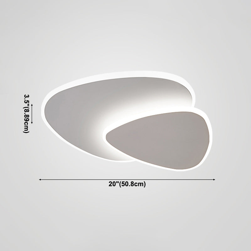 Plafonnier LED en acrylique blanc de style concis et moderne, plafonnier ovale à 2 lumières en fer